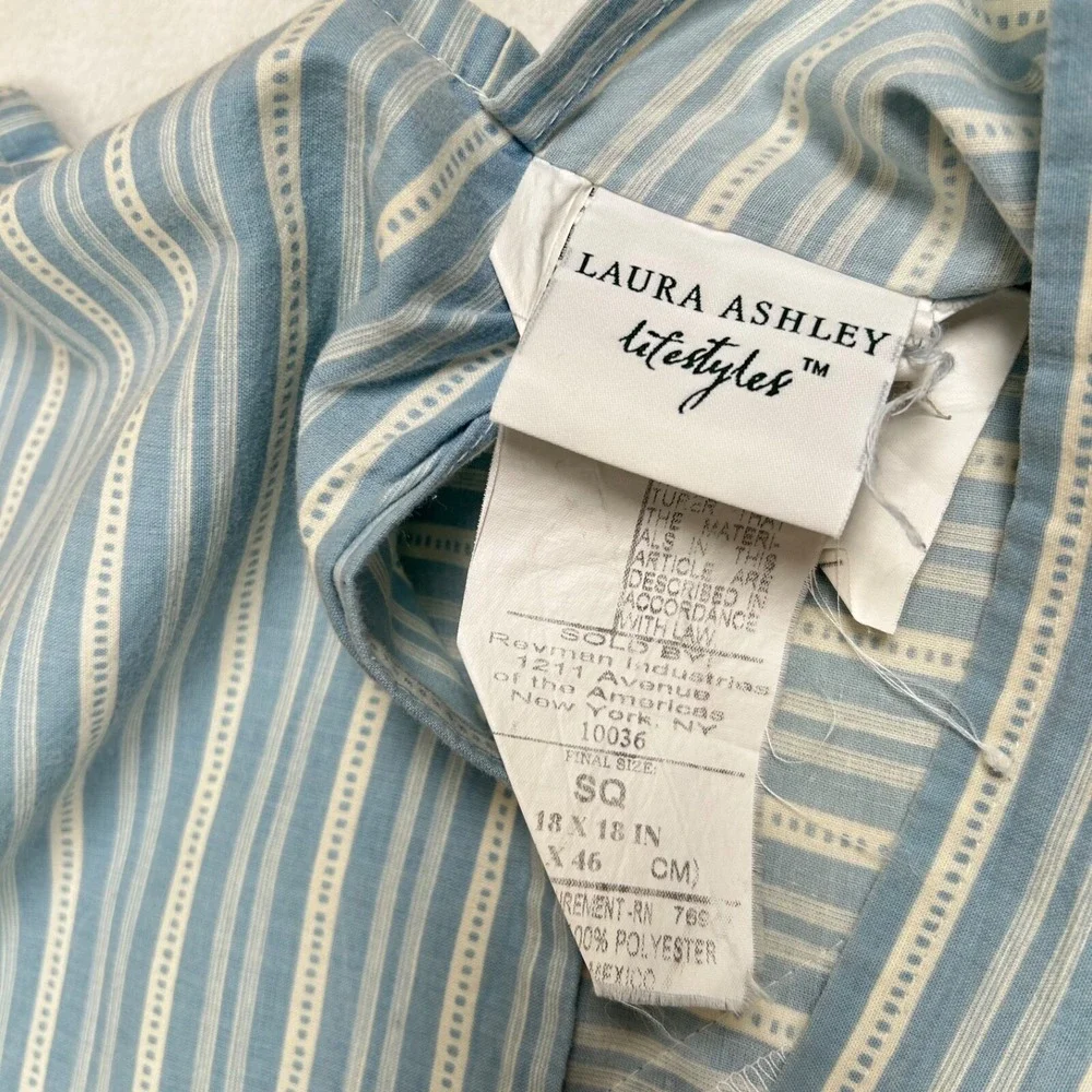Lot 3 Laura Ashley Lifestyles Pillow Shams Cases Blue White Stripes Floral Poppy